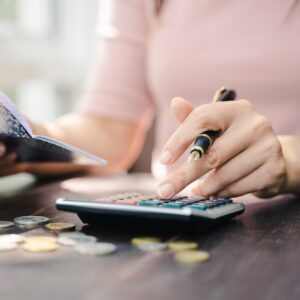 woman with calculator