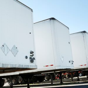 truck trailers parked in lot