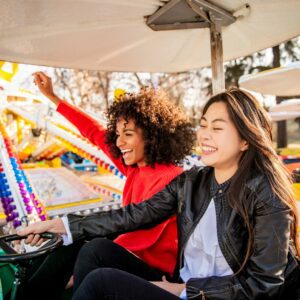 guests enjoying amusement park