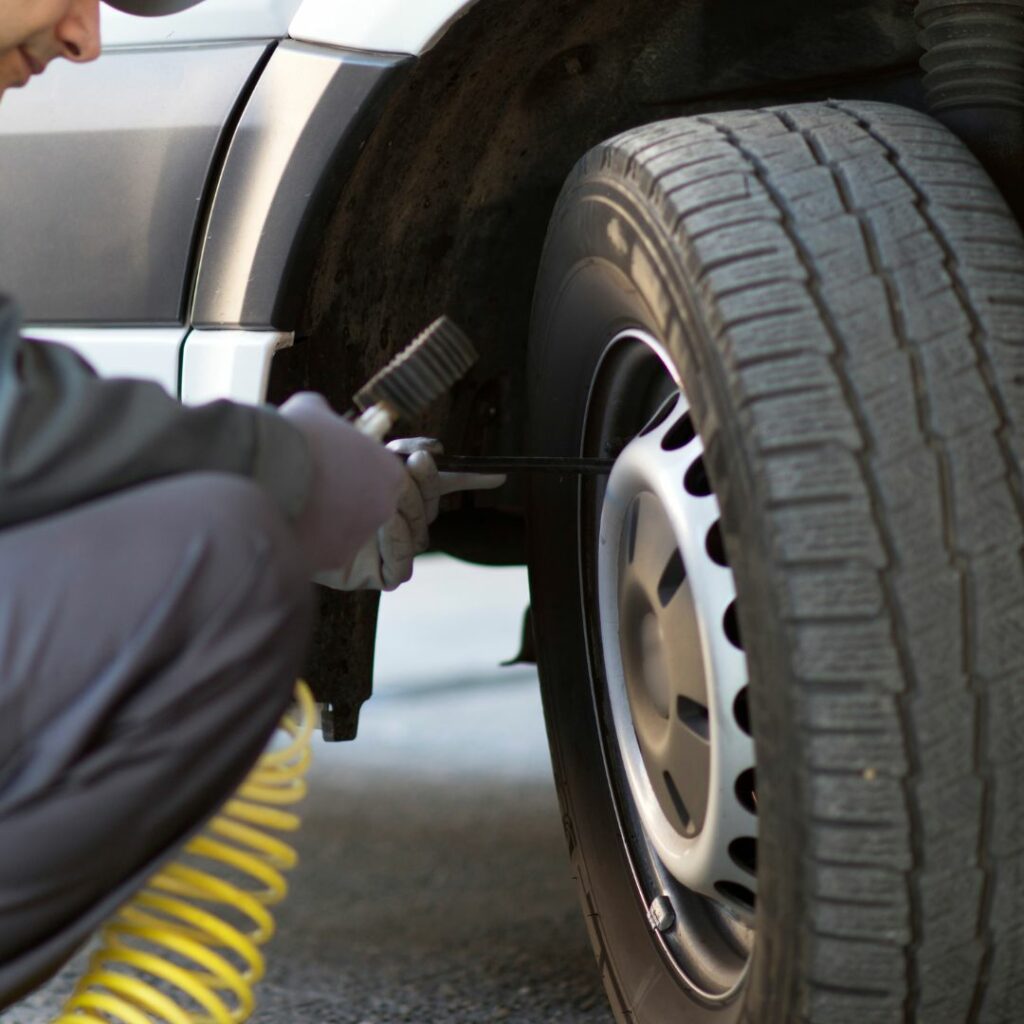 Repairs on fleet vehicle tire