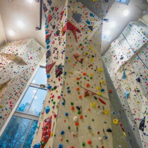 rock climbing wall in climbing gym